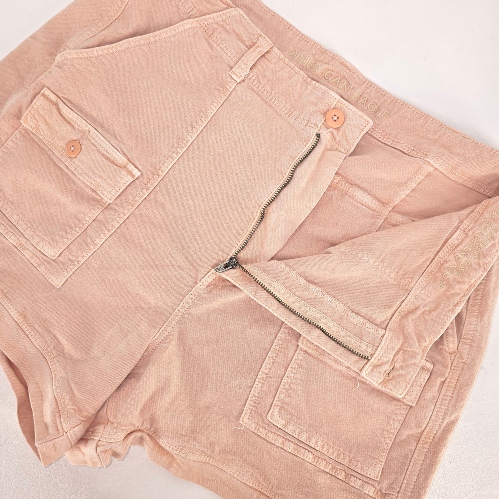 American Eagle Highest Rise 90s Boyfriend Shorts Women's 14 Peach Stretch Cargo
